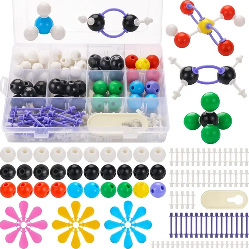 Vista 8 de Kit de modelo de química de 135 piezas, kits de modelo molecular portátil Kit de modelado Orgo para estudiantes, profesores orgánicos, aprendizaje