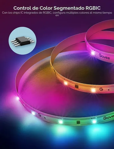Vista 5 de Govee RGBIC - Tira de luz LED Alexa de 16.4 pies, luces LED inteligentes WiFi que funcionan con Alexa y Google Assistant, bricolaje segmentado