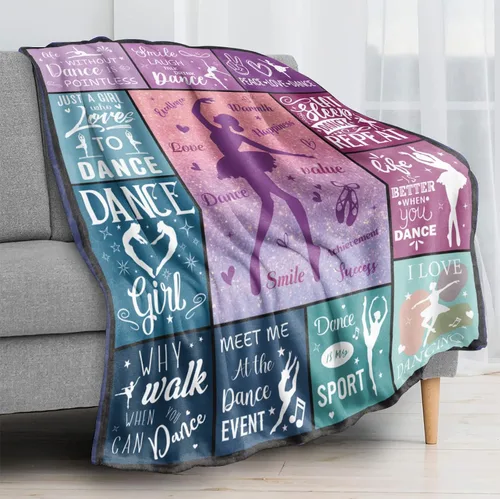 Vista 2 de Manta de baile para niñas, franela suave y cálida manta deportiva de baile para niñas, niños, adolescentes, niños, amantes de la danza para todas