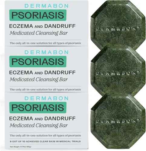 Vista 10 de Barra de jabón Dermabon para el control de la psoriasis, dermatitis y caspa con 2% de alquitrán de hulla como ingrediente activo - 1 paquete Jabón