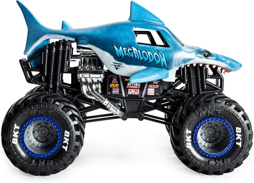 Vista 4 de Monster Jam Oficial - Camión monstruo de Megalodón, vehículo fundido a presión, escala 1:24 Megalodon V1