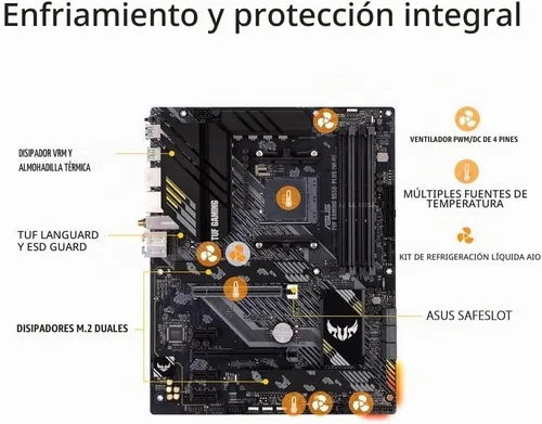 Vista 4 de Micro Center AMD Ryzen 7 5800X3D 8 núcleos 16 hilos procesador de escritorio con tecnología AMD 3D V-Cache Bundle con ASUS TUF Gaming B550-PLUS WiFi