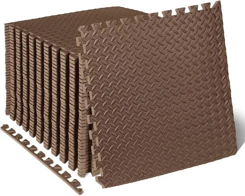 Vista 7 de ProsourceFit - Tapete de ejercicio tipo rompecabezas de ½ pulgada, losetas de espuma EVA entrelazadas para gimnasio en casa, para niños, crema, 24 x