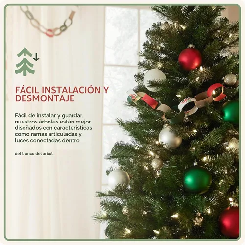 Vista 4 de Treetopia Grand Evergreen Fir - Árbol de Navidad artificial para interiores, preiluminado con luces LED transparentes, ramas con bisagras