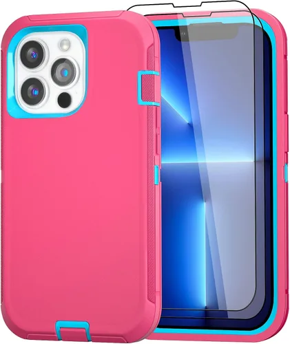 Vista 24 de Funda para iPhone 13 Funda 6.1" con Soporte Plegable y Clip para Cinturón con 2 Protectores de Pantalla + 2 Protectores de Lente de Cámara, Cubierta