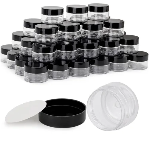 Vista 14 de 100 unidades de 10 g de envases de muestra pequeños con tapas. Frasco de plástico. Frascos cosméticos vacíos. Frascos de maquillaje. Envases