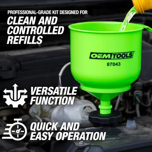 Vista 2 de OEMTOOLS Kit de embudo de refrigerante de calidad profesional sin derrames