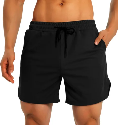 Vista 2 de Pantalones cortos de entrenamiento para hombre, ligeros, transpirables, pantalones cortos atléticos de 5 pulgadas de entrepierna con bolsillos
