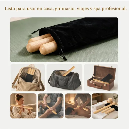 Vista 9 de GuaSha - 3 varillas de masaje de bambú sólido 100% natural, rodillos de masaje de bambú para espalda, piernas, cuerpo completo, masaje de tejido