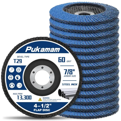 Vista 8 de 24 paquete de discos de solapa 4 1/2 para amoladora angular, grano 40 60 80 120, tipo 29, rueda de pulido de circonita para lijado de madera y metal