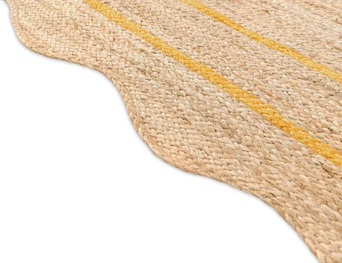 Vista 29 de Alfombra de Yute Natural Ondulada Festoneada - Corredor de Entrada Boho, Festón Estilo Granja, Blanco Roto (8'x10') Camino de entrada bohemio