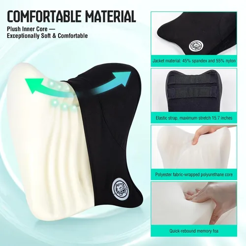 Vista 3 de Almohada para el Cuello del Asiento de Coche para Conducir, Almohada de Reposacabezas de Espuma Viscoelástica Suave con Correa Ajustable y Funda