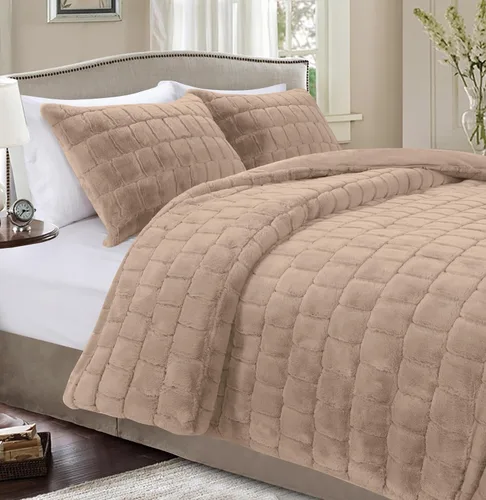 Vista 12 de Elegant Comfort Lujoso juego de edredón de piel sintética esponjosa de 3 piezas – Alternativa de plumón cálida para todas las estaciones – Ultra