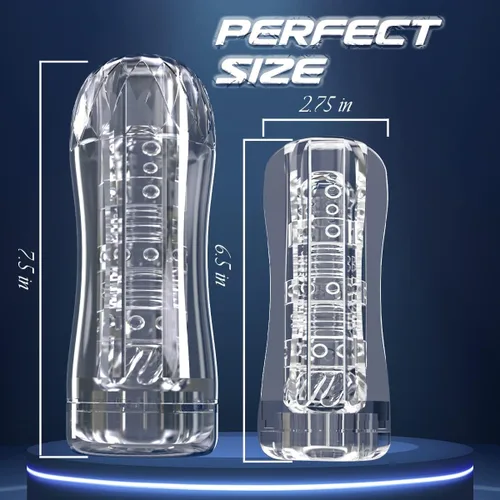 Vista 6 de Masturbadores masculinos de succión manual y extrusión, masturbador portátil transparente de bolsillo con textura de vagina, máquina de felación