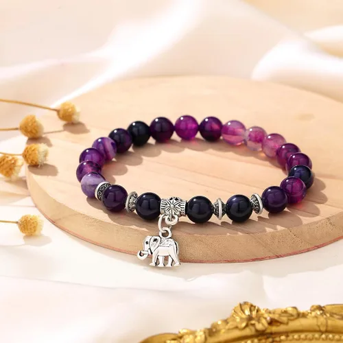 Vista 4 de MAIBAOTA Regalos de elefante para mujer, pulsera de elefante, regalos inspiradores, pulseras de fuerza para mujeres, pulsera de ansiedad, pulseras