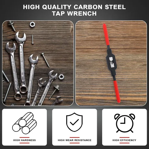 Vista 4 de WILLBOND Llave de grifo ajustable M5-M20, herramienta de mango de trinquete para escariador para reparación de roscas automotrices, previamente