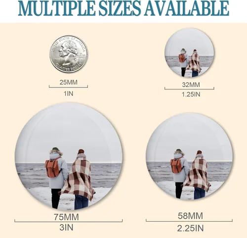 Vista 2 de Botones personalizados con diseño a granel, pines personalizados con tu nombre, foto logotipo, pasadores redondos, insignias de nombre, tarjeta