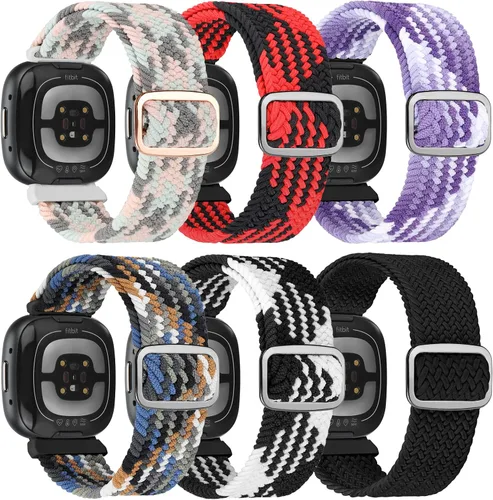 Vista 11 de Paquete de 6 bandas elásticas de nailon compatibles con Fitbit Versa 4 / Fitbit Sense 2 / Fitbit Versa 3 / Fitbit Sense, correas de repuesto
