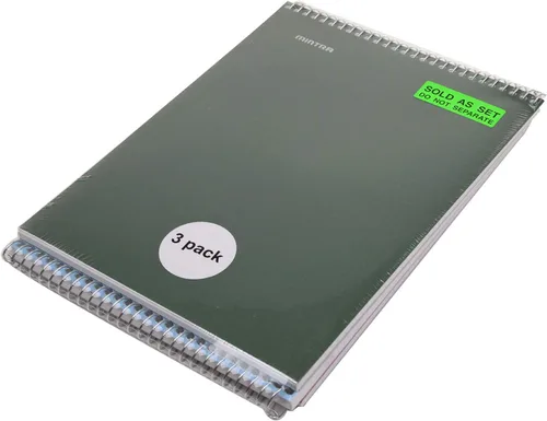 Vista 2 de Mintra Office TOP BOUND Cuadernos de espiral duraderos (hielo ártico, aceite de chile, verde oliva, rayas universitarias, paquete de 3)
