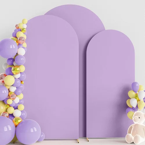 Vista 33 de Wokceer - Juego de 3 fundas de arco para telón de fondo, color beige 6FT,5FT,4FT Spandex Fitted Balloon Arch Cover Round Top Chiara Backdrop Cover