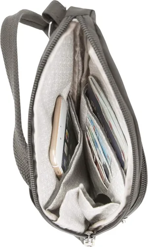 Vista 4 de Travelon Bolsa cruzada compacta antirrobo Essentials, Humo, Bolso bandolera