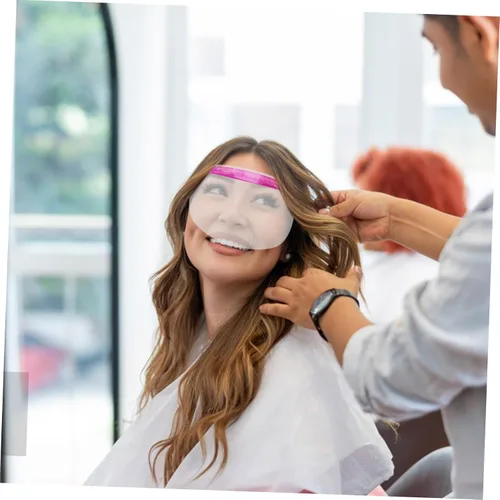 Vista 6 de Ipetboom 50 piezas de corte de pelo Salón, cubiertas de protección de ojos de microblading suave, máscara de visera de seguridad, banda elástica
