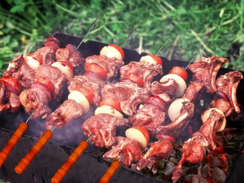 Vista 3 de Home-Complete HC-1001 - Juego de herramientas para barbacoa de madera, 18 piezas, accesorios de barbacoa de acero inoxidable con asas de madera
