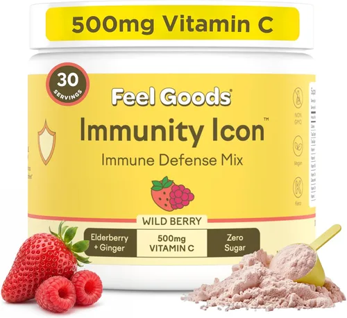 Vista 9 de Feel Goods Icono de inmunidad, paquetes de polvo de apoyo inmunológico de vitamina C, 500 mg de vitamina C, saúco, jengibre, cúrcuma y vitaminas