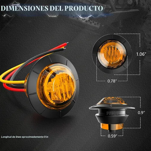 Vista 6 de PSEQT Flash estroboscópico de 3/4 pulgadas + luces de marcador constante, luces LED de doble función, luces redondas de separación lateral traseras