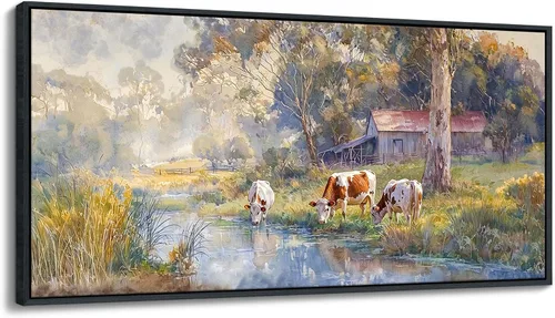Vista 10 de JEAWA Arte de Pared en Lienzo Grande - Pintura Abstracta de 24x48 Pulgadas en Tela, Imágenes Texturizadas de Montañas como Regalos para Amigos