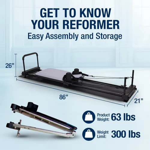 Vista 7 de AeroPilates Reformer 4420 Plus Alfombrilla de Piso - Máquina de Entrenamiento Pilates Reformer para Gimnasio en Casa - Rebotador de Fitness Cardio