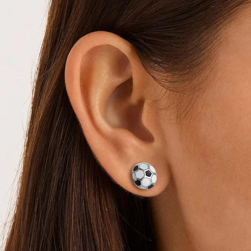 Vista 2 de C-leen Aretes de béisbol, fútbol, voleibol, baloncesto, regalos para mujeres y niñas, hipoalergénicos chapados en plata, aretes de béisbol, fútbol