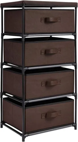 Vista 10 de Cajón clóset de almacenamiento de 4 niveles para ropa, ropa interior, documentos, objetos de la Casa, color café – (16.5 x 12.9 x 33 pulgadas)