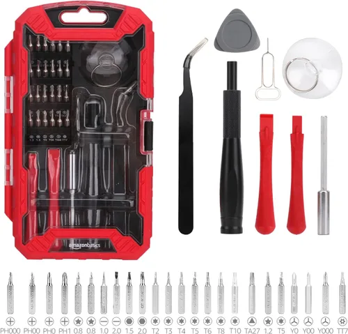 Vista 4 de Amazon Basics Juego de destornilladores de precisión, kit de herramientas de reparación electrónica de 32 piezas para portátiles, teléfonos