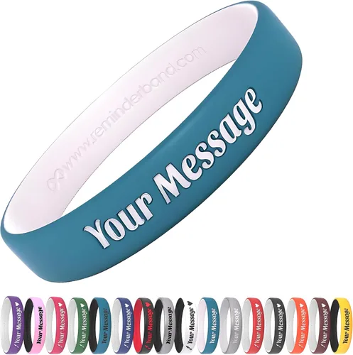 Vista 10 de Reminderband - Pulseras lujosas de silicona y goma para motivación, eventos, regalos, apoyo, recaudación de fondos y concientización, para hombres