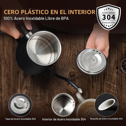 Vista 2 de Hervidor Eléctrico de Cuello de Cisne, Hervidor de Café de Acero Inoxidable 304, Apagado Automático y Protección Anti-secado, Clásico para Preparar