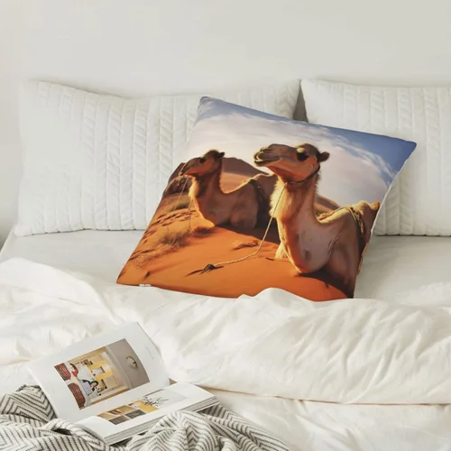 Vista 6 de Couch Throw Pillow Covers Square Decorative Throw Pillow Cover Camels Rest Desert Pillow Cases Double Sided Cushion Cover for Living Room Soft Plush