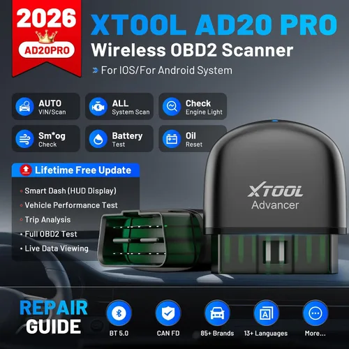 Vista 2 de XTOOL Advancer AD20 Pro Escáner Inalámbrico OBD2 Herramienta de Diagnóstico, Lector de Códigos de Automóvil para iPhone y Android, Herramienta