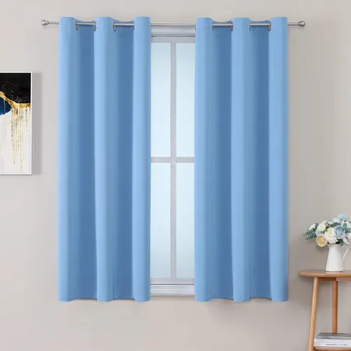 Vista 14 de ChrisDowa - Cortinas cortas para ventana de 40 pulgadas para dormitorio - Cortinas cortas con ojales y aislamiento térmico para oscurecer