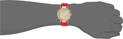 Vista 2 de GUESS US - Reloj multifunción de silicona dorado y rojo para mujer Rojo