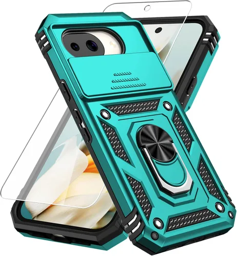 Vista 12 de Funda para Pixel 10a, con cubierta para lente de cámara, protector de pantalla HD, [grado militar] anillo de montaje de coche con soporte híbrido