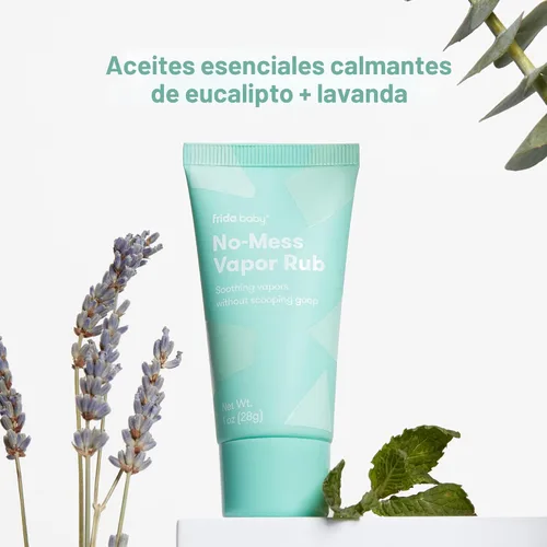 Vista 4 de Frida Baby Ungüento de Vapor Sin Desorden, Ungüento de Vapor para Bebé para Pecho, Cuello, Espalda + Pies, No Medicado, Sin Petróleo, Tubo Aplicador