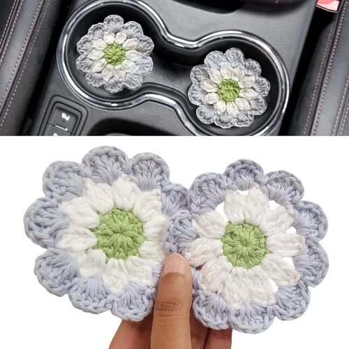 Vista 13 de Juego de posavasos de flores con volantes de ganchillo de algodón (Blush Garden)