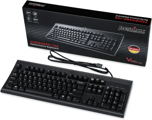 Vista 8 de Perixx PERIBOARD-106B ES Teclado USB Inglés - Alto Rendimiento - Teclas más Altas - Tamaño Completo con Teclado Numérico - Negro - QWERTY Español