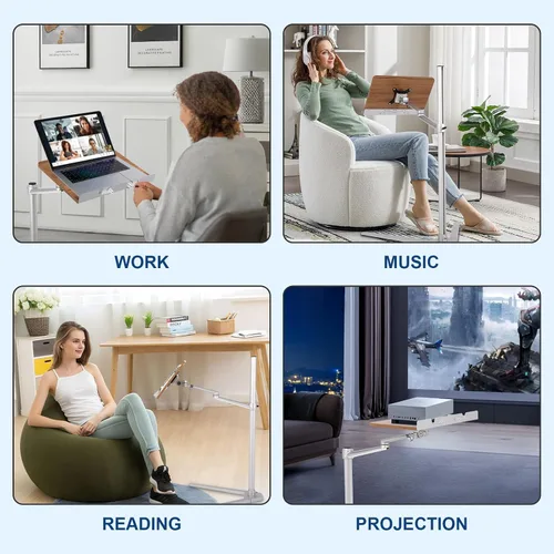 Vista 6 de [Usado] Soporte de libro para lectura, soporte multifuncional para libros con plataforma de madera Clip elástico para libros, adecuado