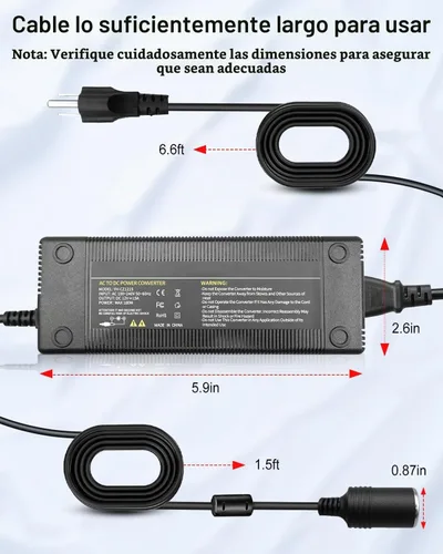 Vista 4 de [Usado] Convertidor de CA a CC de 12 V, 120 W, CA 100 V-240 V a CC 12 V, adaptador de encendedor de cigarrillos, transformador de adaptador
