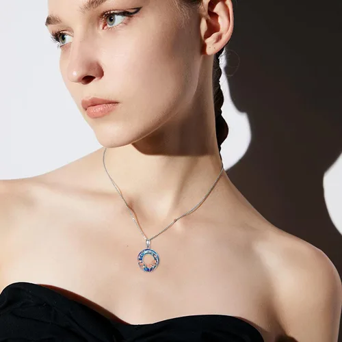 Vista 4 de YOSOPRETTY Lotus Necklace 925 Sterling Silver Lotus FlowerLotus Fish Crystal Pendant Necklace Moonstone Jewelry Gifts for Women Girls