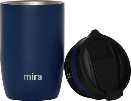 Vista 7 de MIRA Taza de café de viaje de 12 onzas - Vaso aislante de acero inoxidable con tapa de rosca - Azul almirante Azul (Admiral Blue)