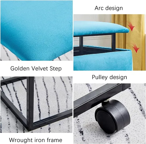 Vista 7 de WAYUTO Cubo de asiento 5 en 1 con ruedas giratorias, apilable para sofá, silla, taburete otomano anidable, reposapiés movible, silla de tocador