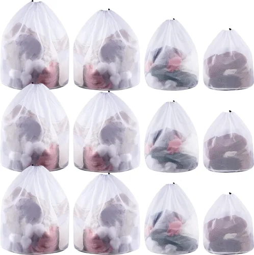 Vista 7 de Fabbay 12 bolsas de malla para lavandería con cordón, 4 tamaños (XL~S), estilo grueso